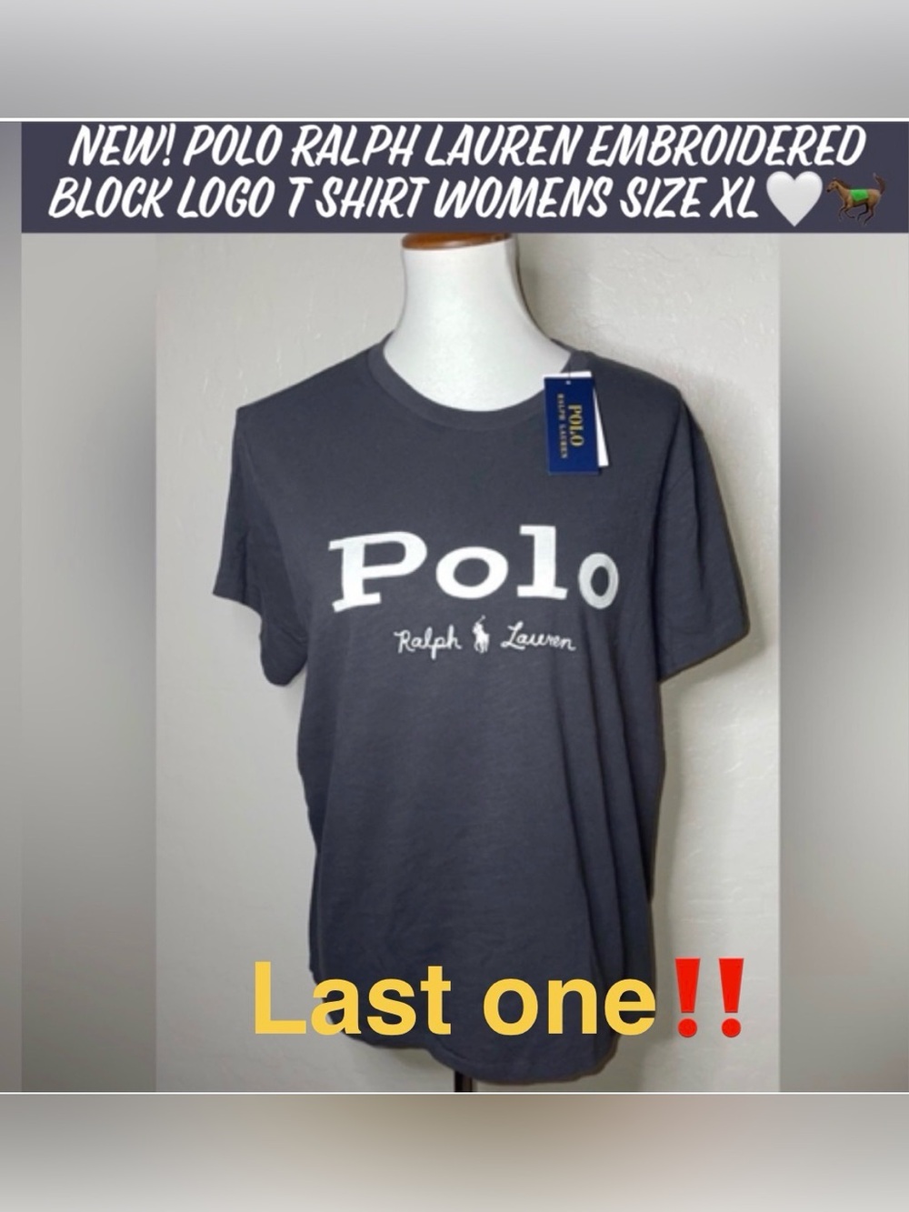 New! Polo Ralph Lauren Embroidered Block Logo T Shirt Womens Size XL🐎